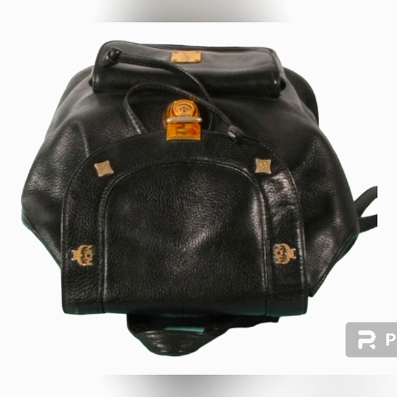 MCM AUTHENTIC LEATHER  BACKPACK  WITH GOLD HARDWARE EUC main image 10